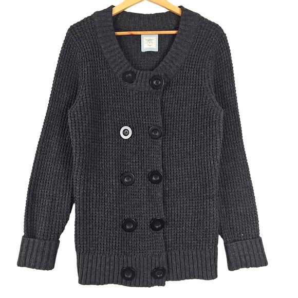 Old Navy Wool‎ Alpaca Blend Cardigan Sweater XL Chunky Knit Double Breasted Gray - Picture 1 of 6